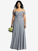 Front View Thumbnail - Platinum Off-the-Shoulder Draped Chiffon Maxi Dress