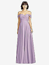 Alt View 1 Thumbnail - Pale Purple Off-the-Shoulder Draped Chiffon Maxi Dress