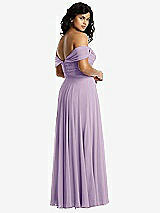 Rear View Thumbnail - Pale Purple Off-the-Shoulder Draped Chiffon Maxi Dress