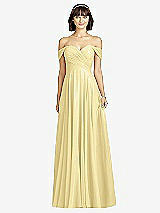 Alt View 1 Thumbnail - Pale Yellow Off-the-Shoulder Draped Chiffon Maxi Dress