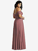 Rear View Thumbnail - Rosewood Off-the-Shoulder Draped Chiffon Maxi Dress