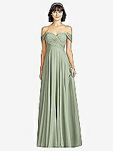 Alt View 1 Thumbnail - Sage Off-the-Shoulder Draped Chiffon Maxi Dress