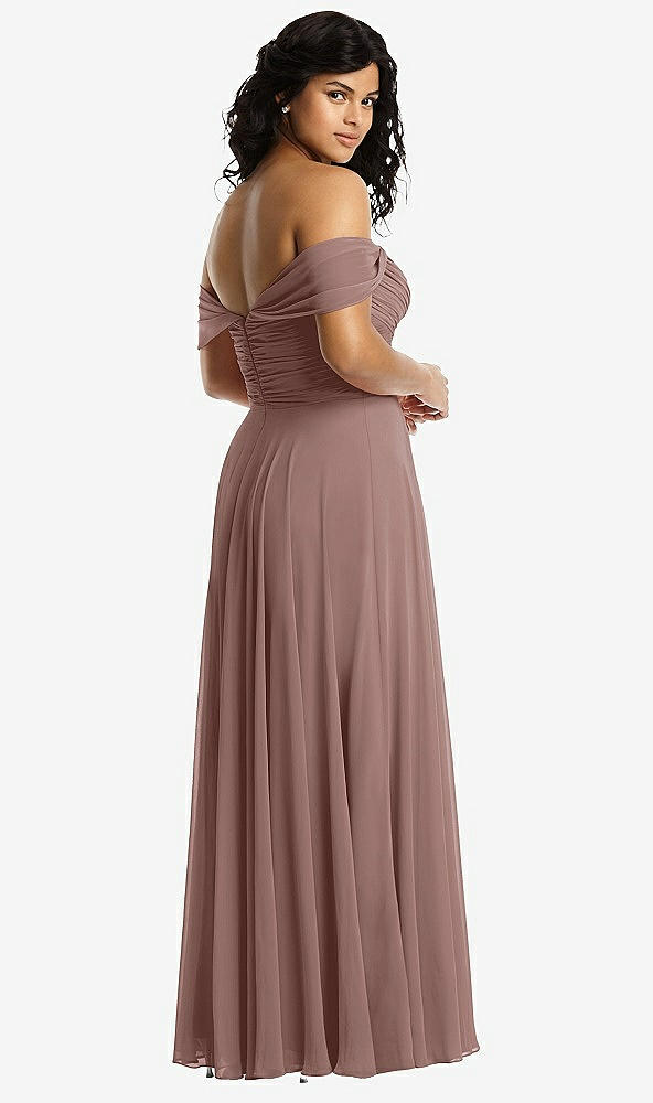 Back View - Sienna Off-the-Shoulder Draped Chiffon Maxi Dress