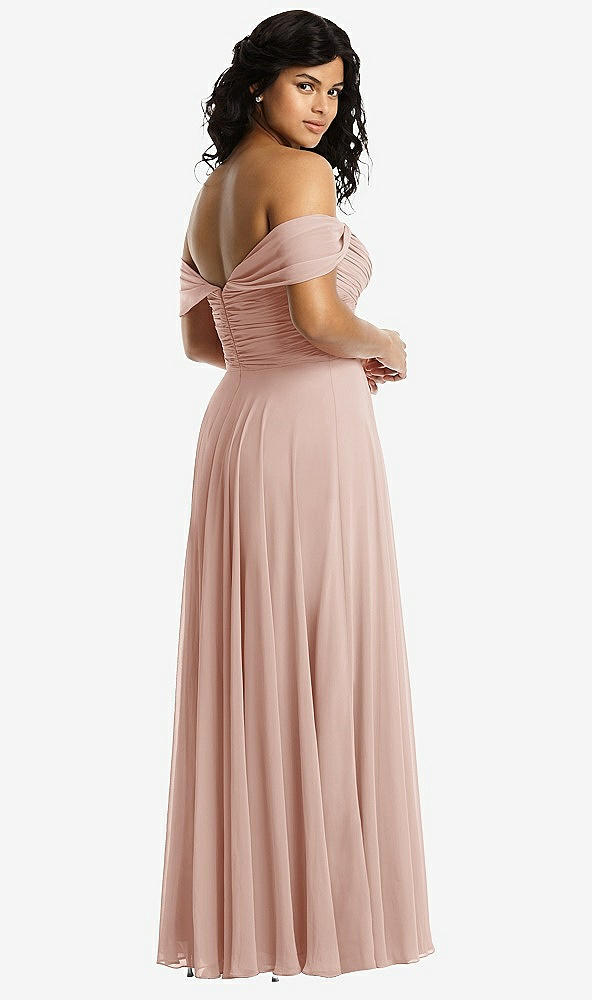 Back View - Toasted Sugar Off-the-Shoulder Draped Chiffon Maxi Dress