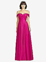 Alt View 1 Thumbnail - Think Pink Off-the-Shoulder Draped Chiffon Maxi Dress