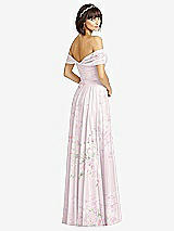 Alt View 2 Thumbnail - Watercolor Print Off-the-Shoulder Draped Chiffon Maxi Dress