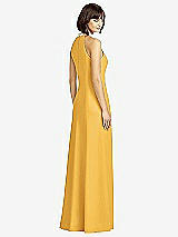 Rear View Thumbnail - NYC Yellow Full Length Crepe Halter Neckline Dress