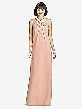 Front View Thumbnail - Pale Peach Full Length Crepe Halter Neckline Dress