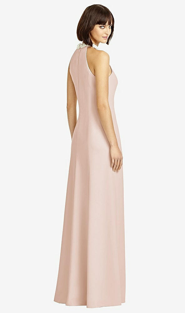 Back View - Cameo Full Length Crepe Halter Neckline Dress