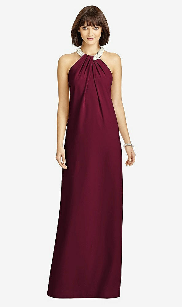 Front View - Cabernet Full Length Crepe Halter Neckline Dress