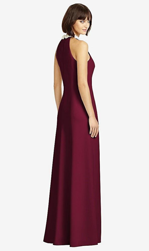 Back View - Cabernet Full Length Crepe Halter Neckline Dress