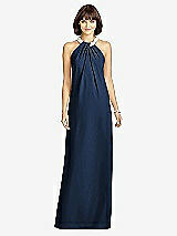 Front View Thumbnail - Midnight Navy Full Length Crepe Halter Neckline Dress