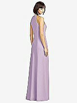 Rear View Thumbnail - Pale Purple Full Length Crepe Halter Neckline Dress