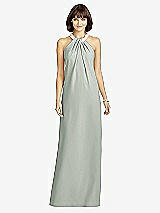 Front View Thumbnail - Willow Green Full Length Crepe Halter Neckline Dress