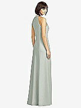 Rear View Thumbnail - Willow Green Full Length Crepe Halter Neckline Dress