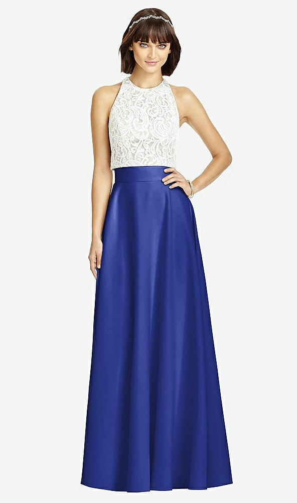 Front View - Cobalt Blue Crepe Maxi Skirt