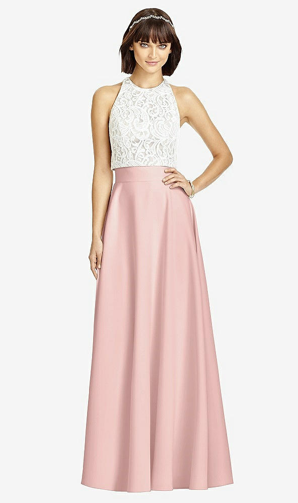 Front View - Rose - PANTONE Rose Quartz Crepe Maxi Skirt