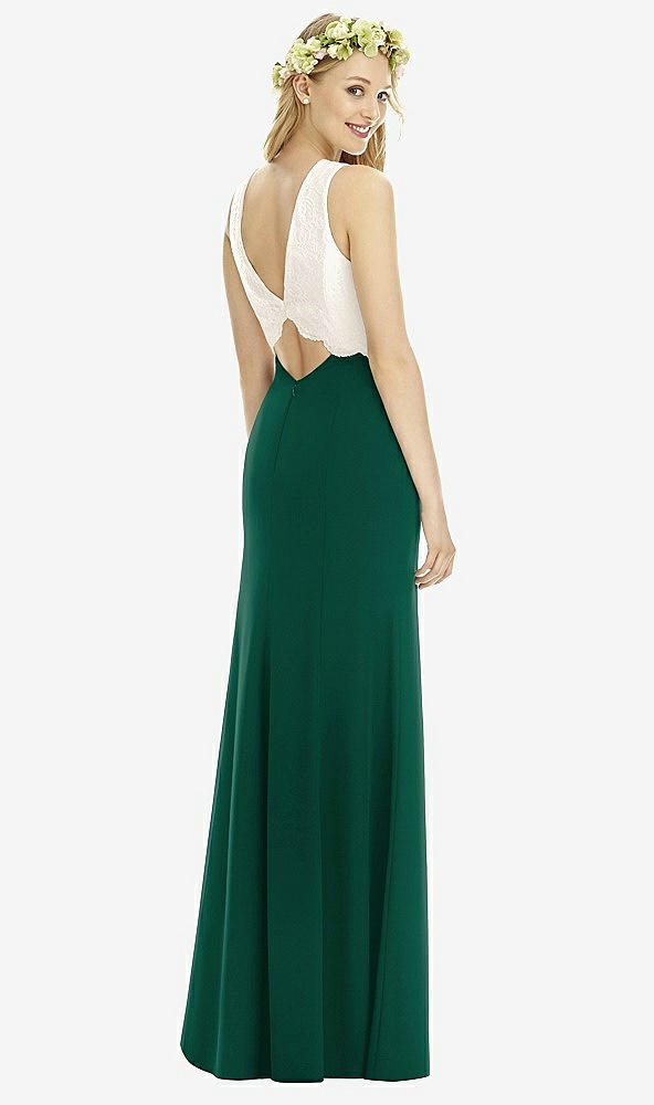 Back View - Hunter Green & Ivory Social Bridesmaids Style 8172