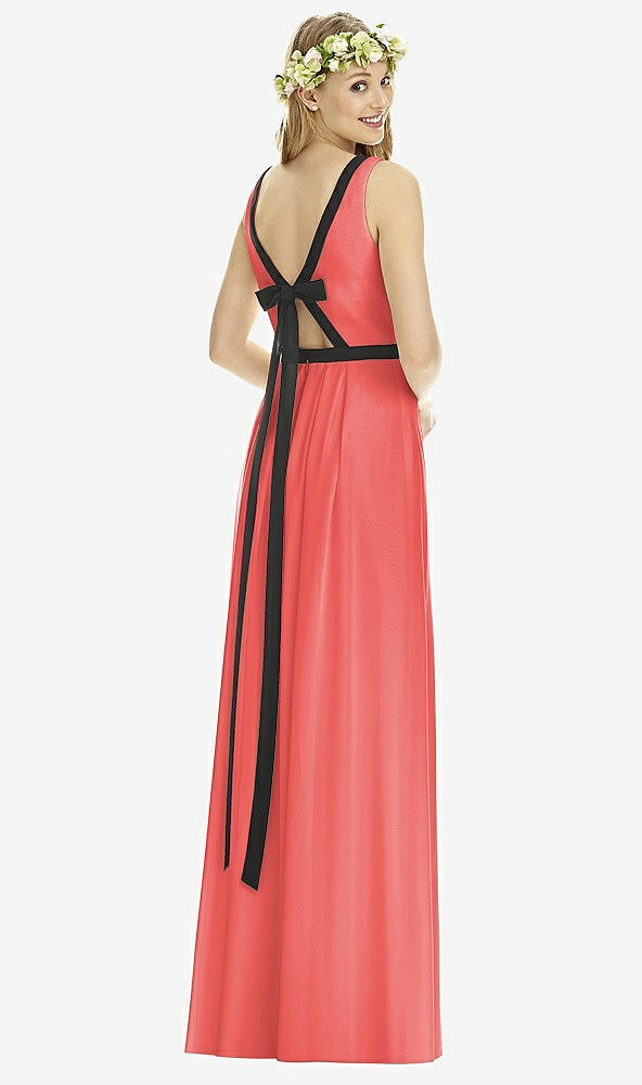 Back View - Perfect Coral & Black Social Bridesmaids Style 8173