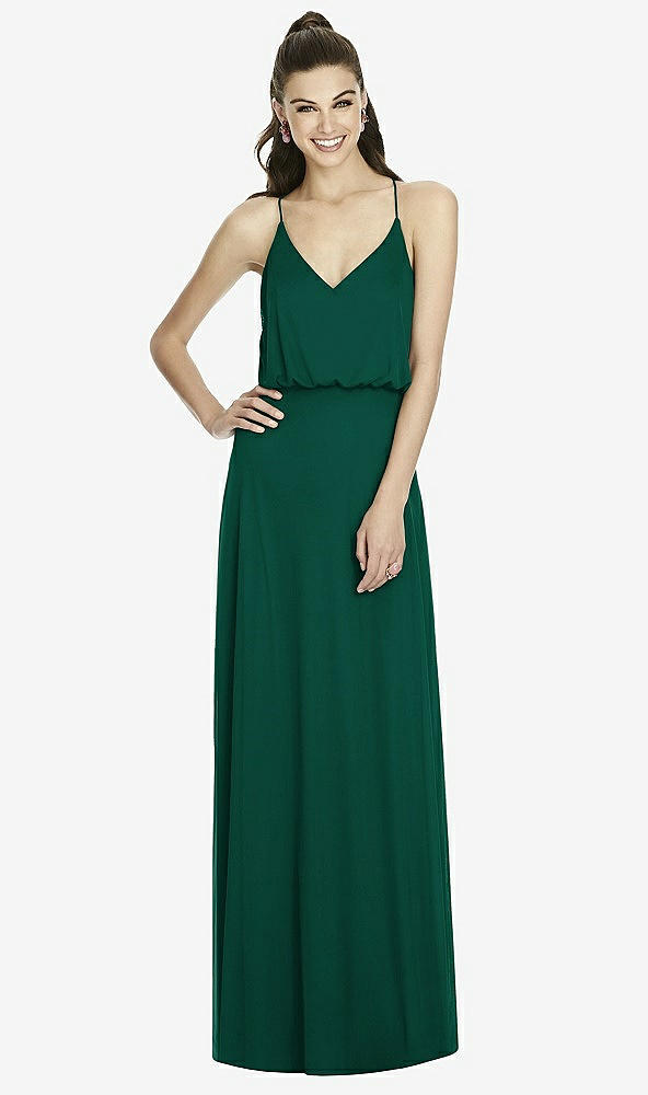 Front View - Hunter Green Alfred Sung Bridesmaid Dress D739