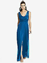 Front View Thumbnail - Cerulean Maxi Chiffon Knit Shirred Strap Dress