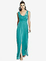 Front View Thumbnail - Mediterranean Maxi Chiffon Knit Shirred Strap Dress