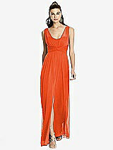 Front View Thumbnail - Tangerine Tango Maxi Chiffon Knit Shirred Strap Dress