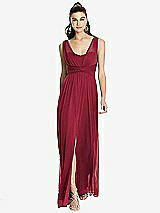 Front View Thumbnail - Burgundy Maxi Chiffon Knit Shirred Strap Dress