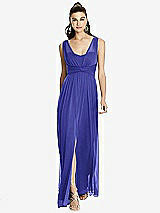 Front View Thumbnail - Electric Blue Maxi Chiffon Knit Shirred Strap Dress