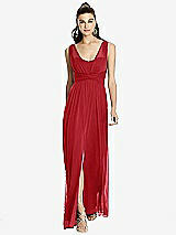 Front View Thumbnail - Garnet Maxi Chiffon Knit Shirred Strap Dress