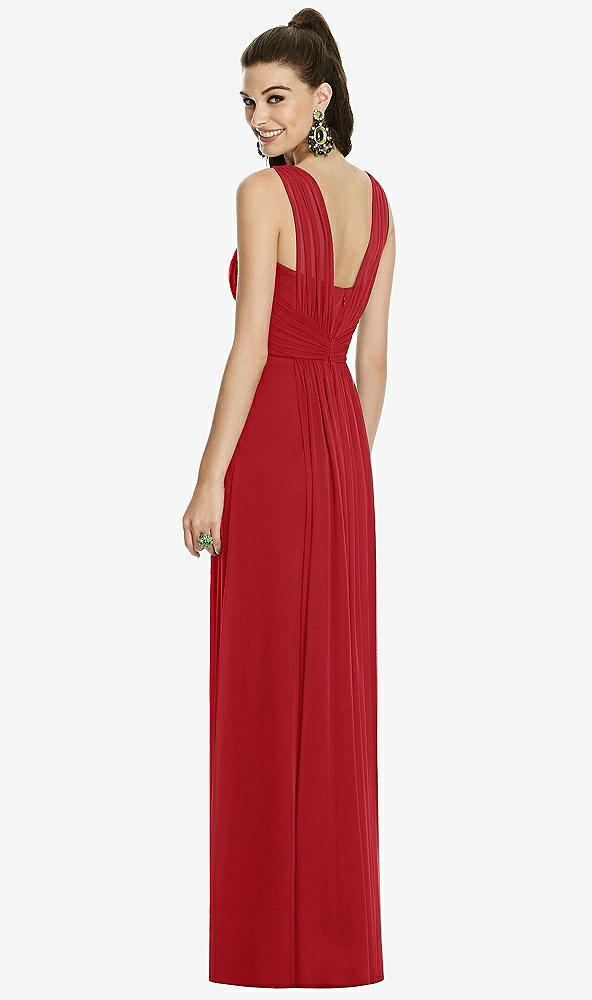 Back View - Garnet Maxi Chiffon Knit Shirred Strap Dress