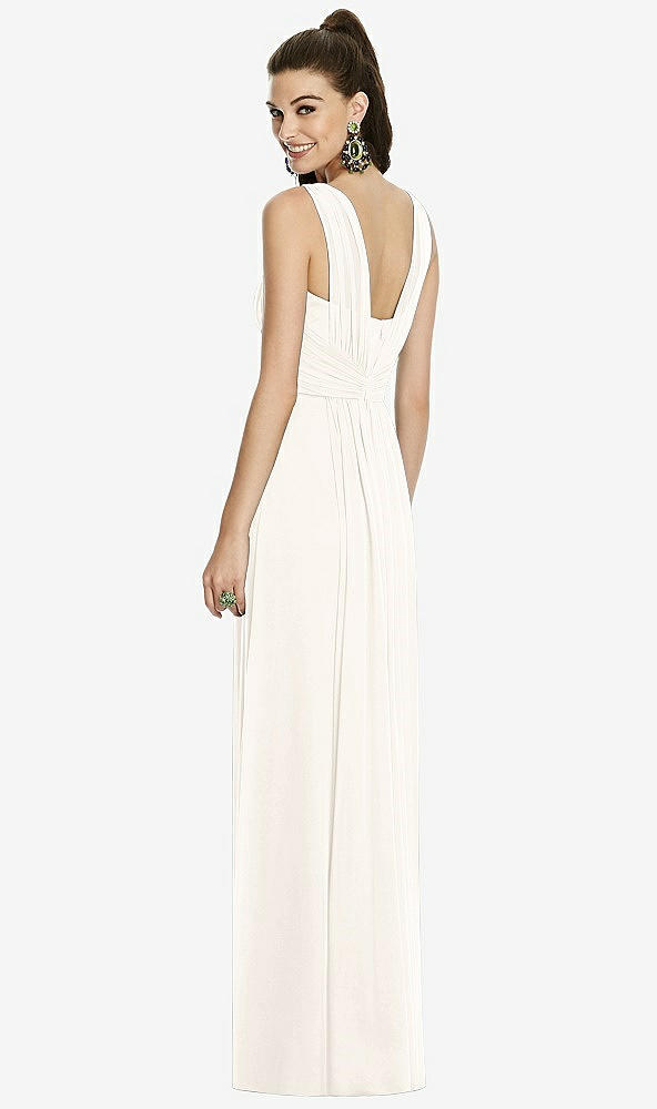 Back View - Ivory Maxi Chiffon Knit Shirred Strap Dress