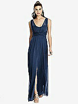 Front View Thumbnail - Midnight Navy Maxi Chiffon Knit Shirred Strap Dress