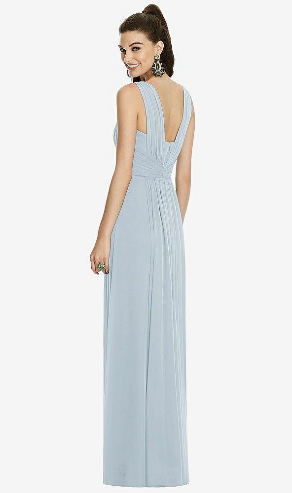 Back View - Mist Maxi Chiffon Knit Shirred Strap Dress