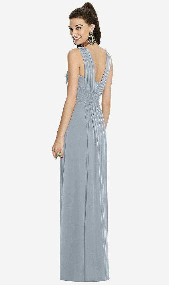 Back View - Platinum Maxi Chiffon Knit Shirred Strap Dress