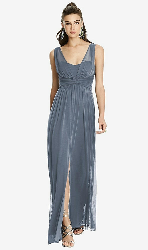 Front View - Silverstone Maxi Chiffon Knit Shirred Strap Dress