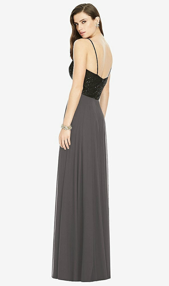 Back View - Caviar Gray Chiffon Maxi Skirt