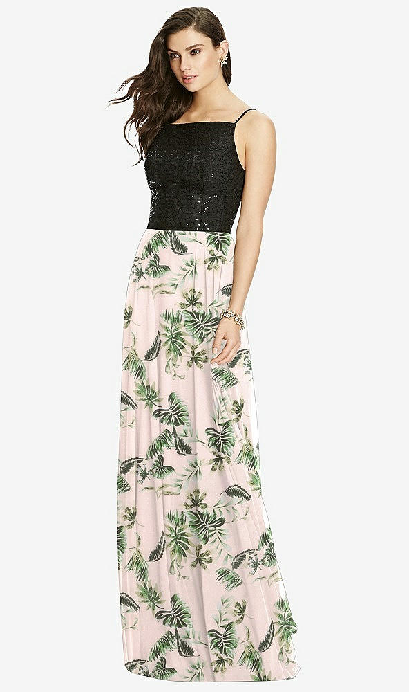 Front View - Palm Beach Print Chiffon Maxi Skirt