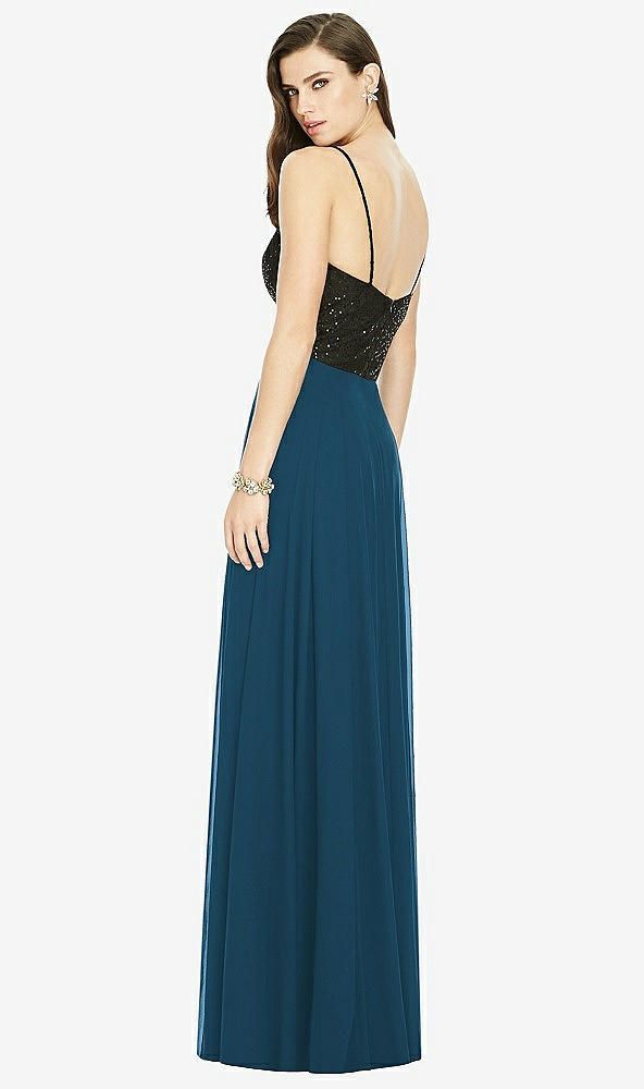 Back View - Atlantic Blue Chiffon Maxi Skirt