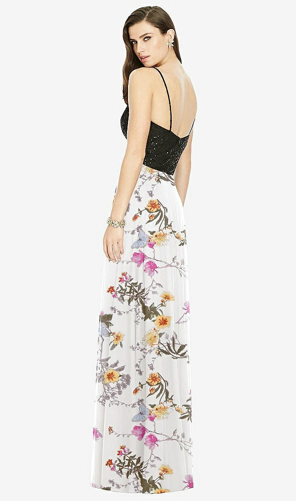 Back View - Butterfly Botanica Ivory Chiffon Maxi Skirt