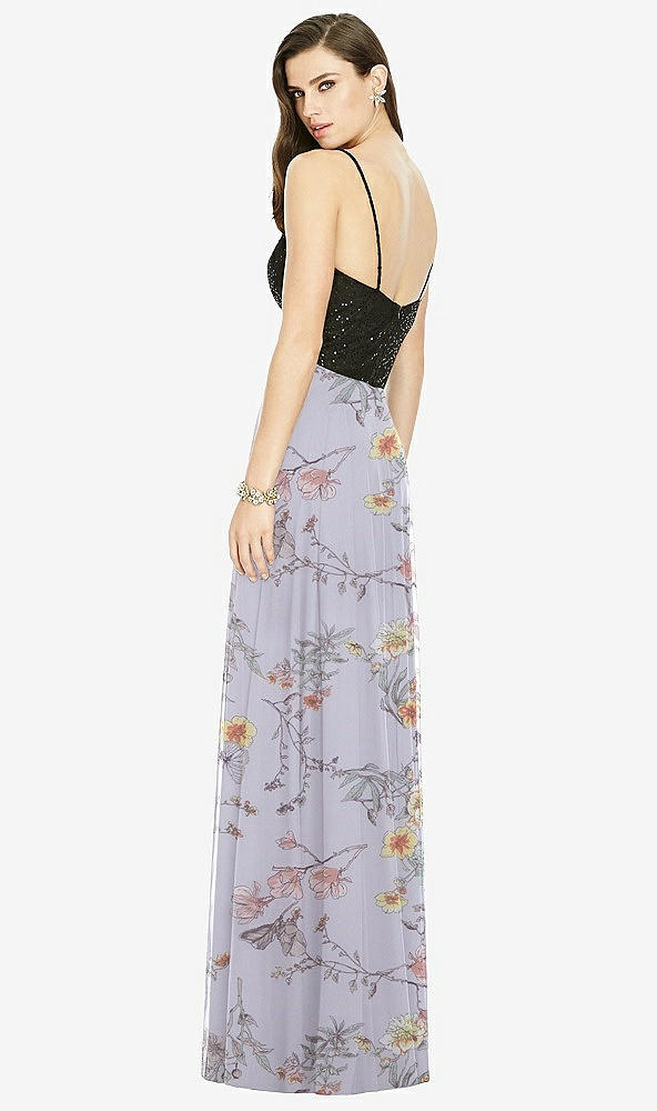 Back View - Butterfly Botanica Silver Dove Chiffon Maxi Skirt