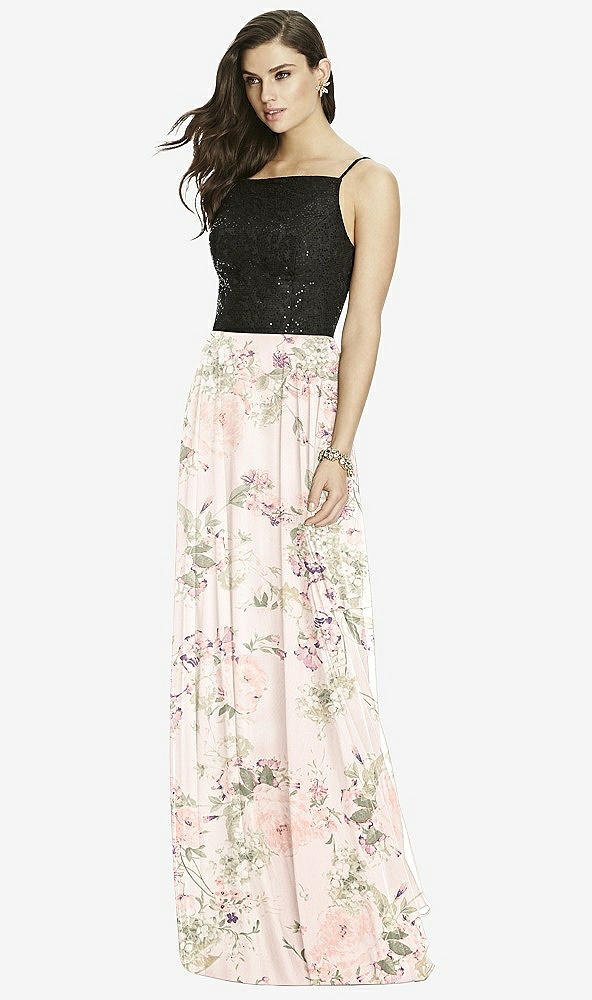 Front View - Blush Garden Chiffon Maxi Skirt