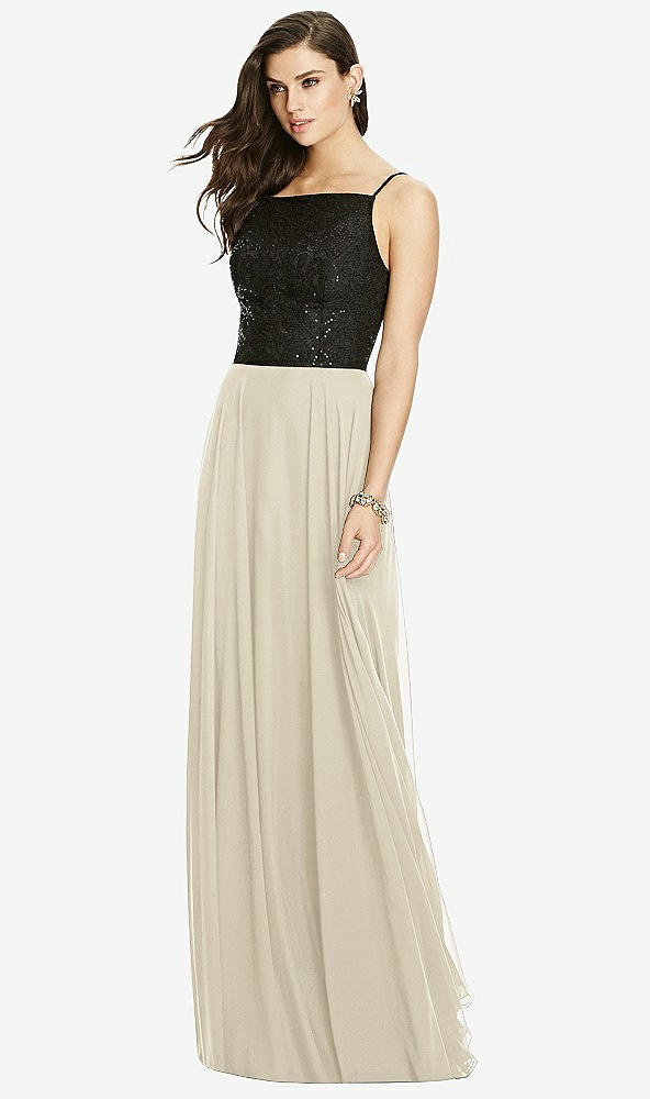 Front View - Champagne Chiffon Maxi Skirt