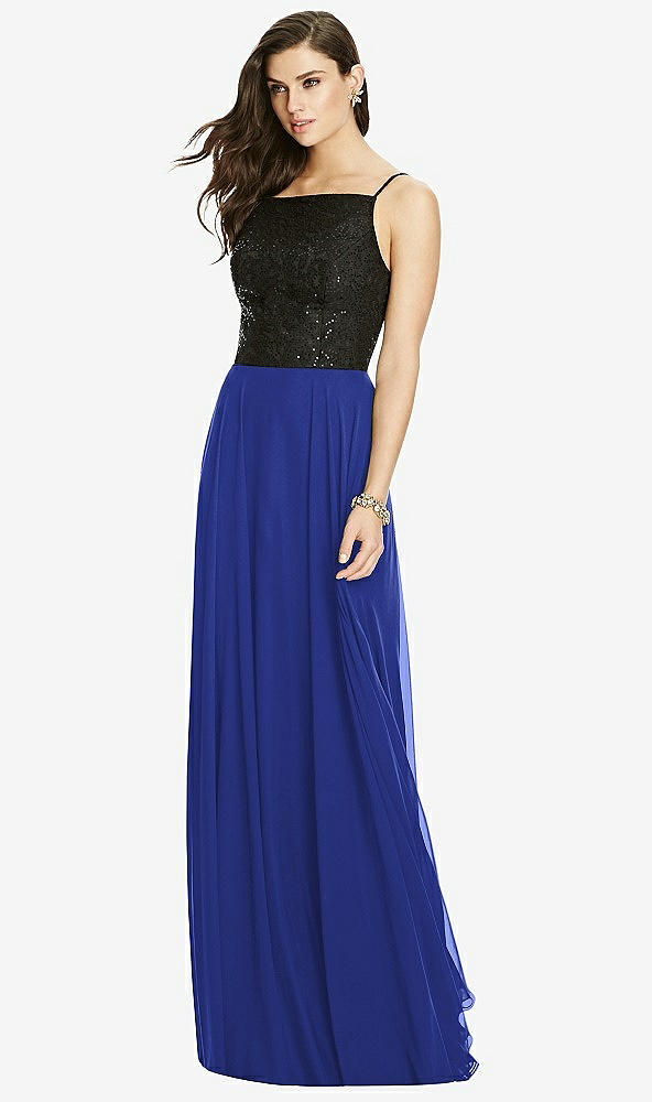 Front View - Cobalt Blue Chiffon Maxi Skirt