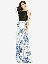 Front View Thumbnail - Cottage Rose Dusk Blue Chiffon Maxi Skirt