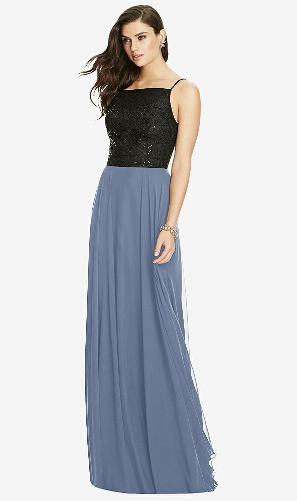 Front View - Larkspur Blue Chiffon Maxi Skirt