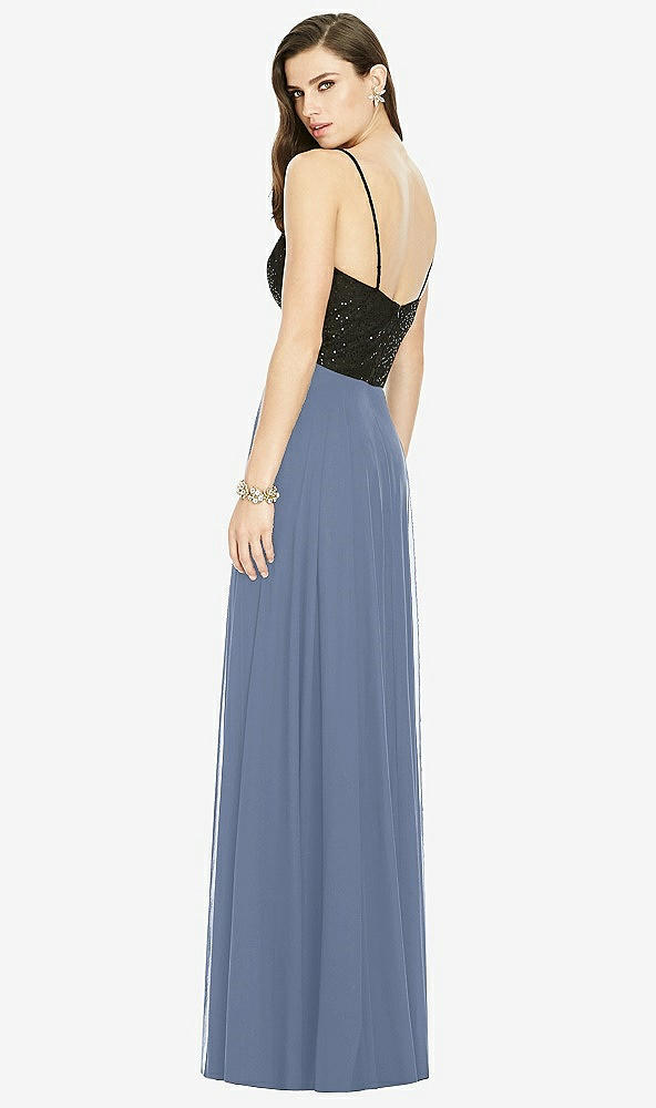 Back View - Larkspur Blue Chiffon Maxi Skirt