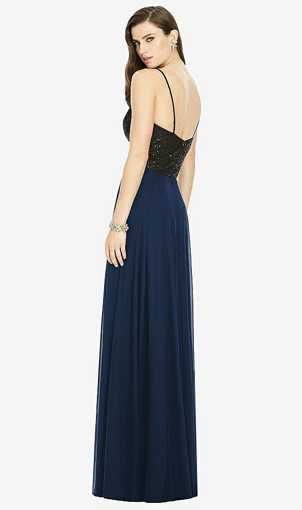 Back View - Midnight Navy Chiffon Maxi Skirt