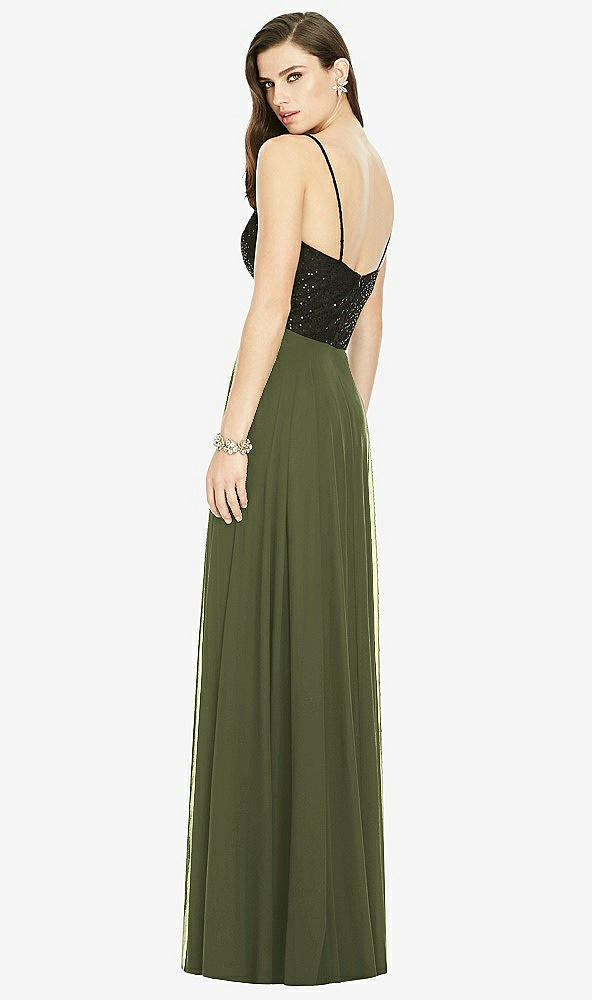 Back View - Olive Green Chiffon Maxi Skirt