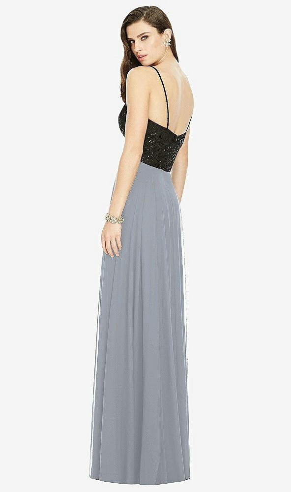 Back View - Platinum Chiffon Maxi Skirt